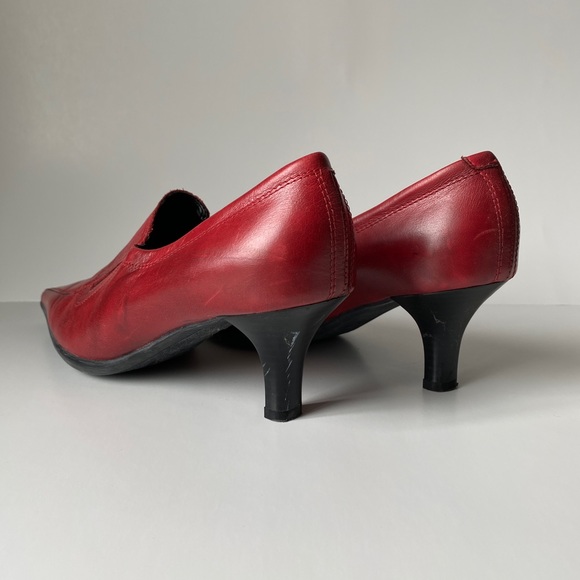 Elle Pointy Kitten Heels, Dark Red Leather - Picture 3 of 6